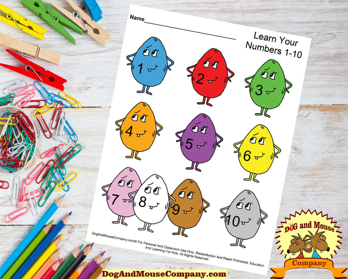 Learn Your ABC's, Colors and Numbers With Easter Eggs Preschool Worksheets