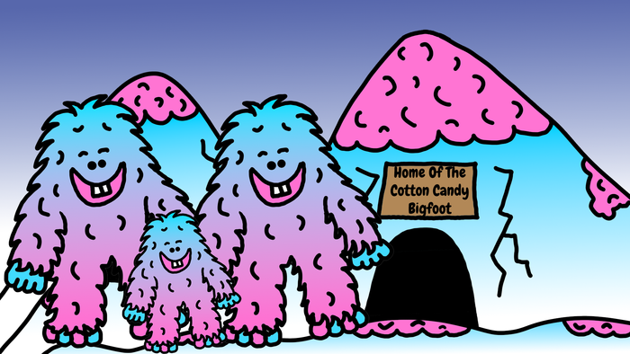 Cotton Candy Bigfoot Adventure: Stincel & Ringlet's Magical Journey (Part 1) by DogAndMouseCompany.com