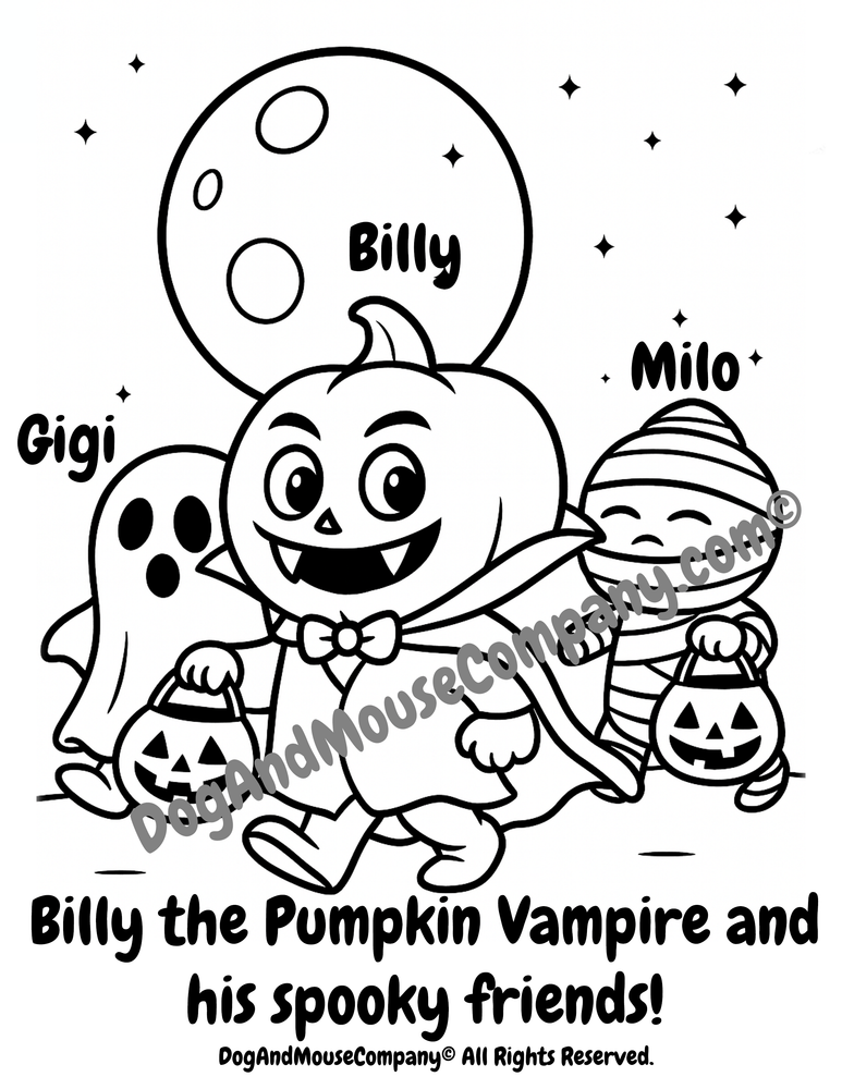 Billy The Pumpkin Vampire Halloween Coloring Page