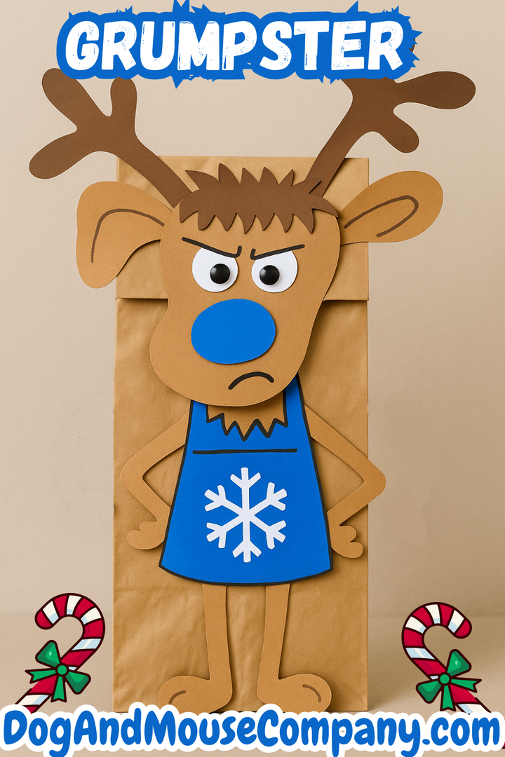 Grumpster the Reindeer Paper Bag Craft Template