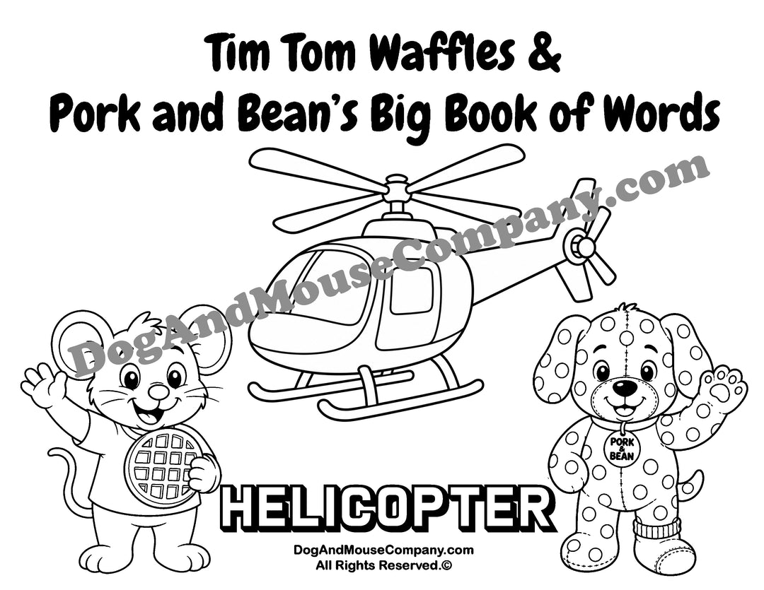 Helicopter Coloring Page – Tim Tom Waffles &amp; Pork and Bean’s Things That Go Big Book of Words