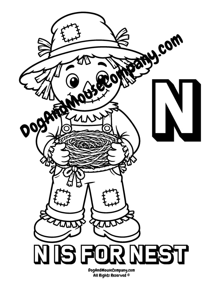 Rusty the Scarecrow holding a bird&