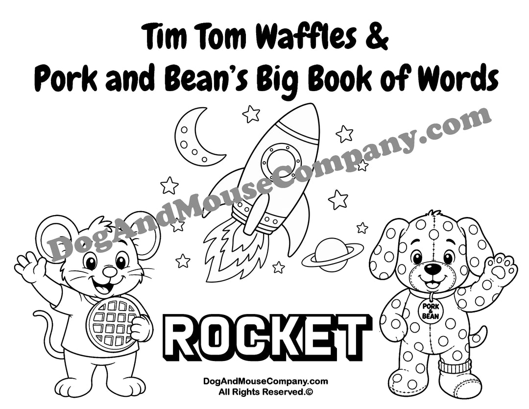 Rocket Coloring Page – Tim Tom Waffles &amp; Pork and Bean’s Things That Go Big Book of Words