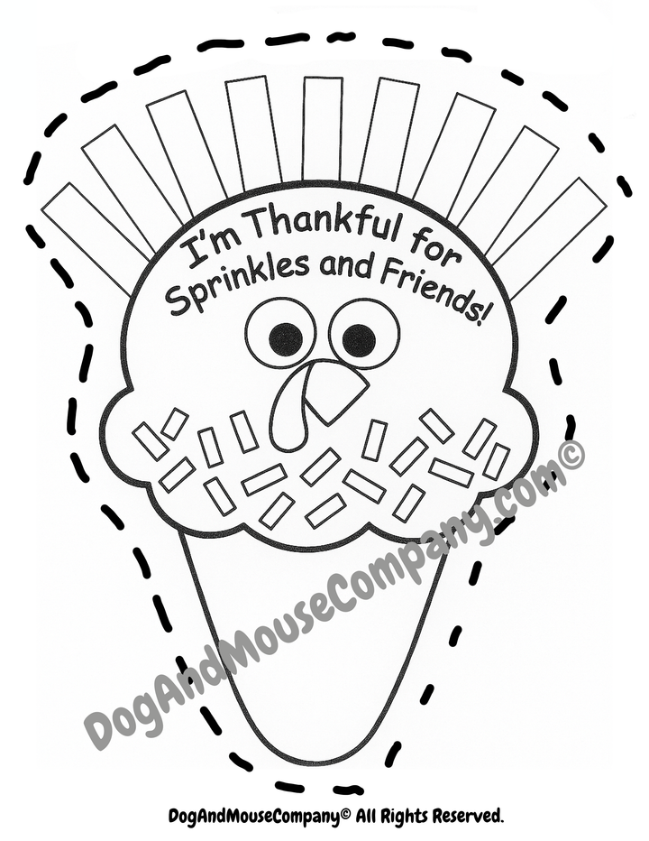 Sprinkle Scoop Turkey Craft Coloring Page