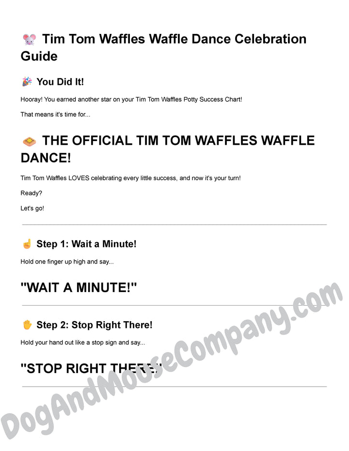 Tim Tom Waffles Potty Success Chart Printable and Special Note For Parents 