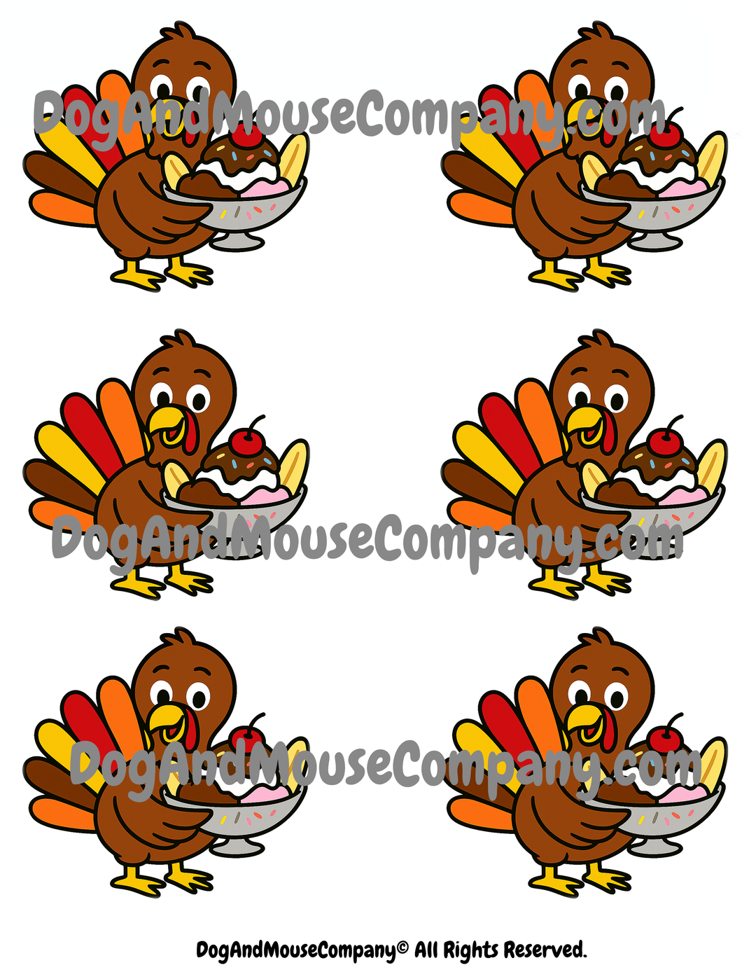 Turkey Banana Split Snack Sticker Template by DogAndMouseCompany.com Thanksgiving printable 