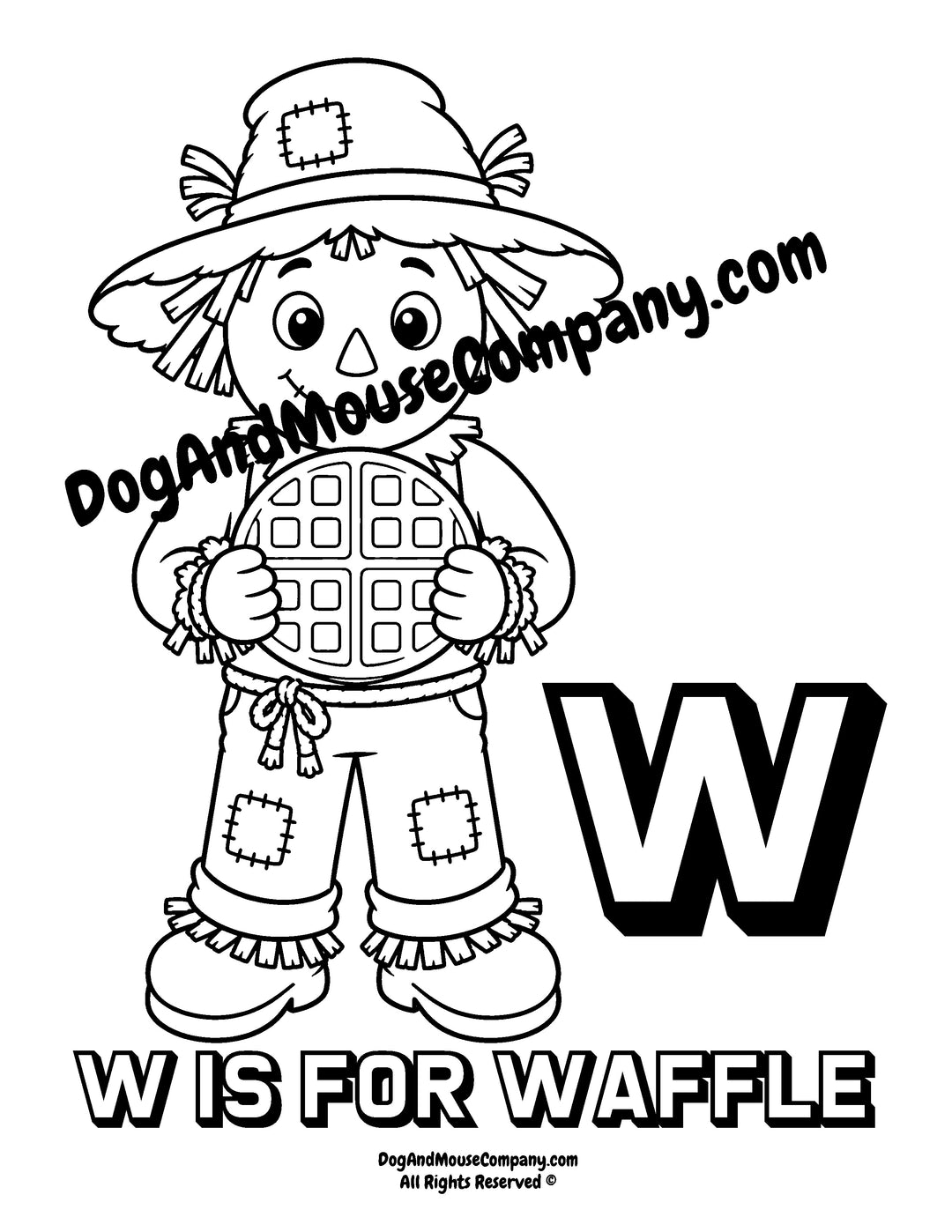 W Is for Waffle Coloring Page | Rusty the Scarecrow