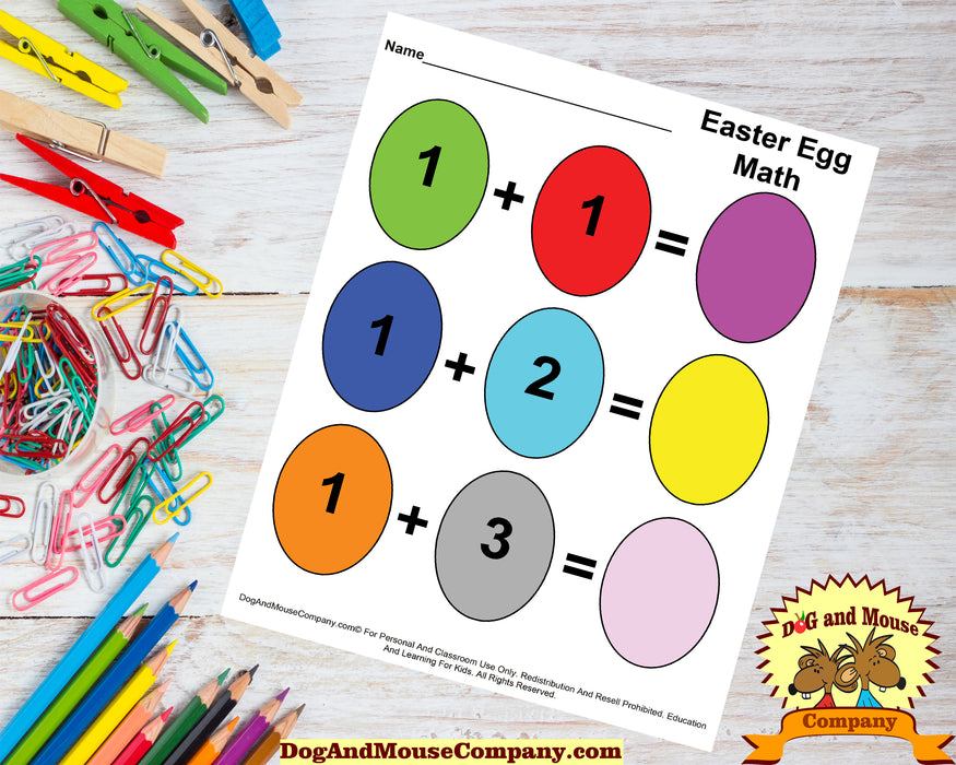 Easter Egg Addition Math Worksheets For Kindergarten by dogandmousecompany.com