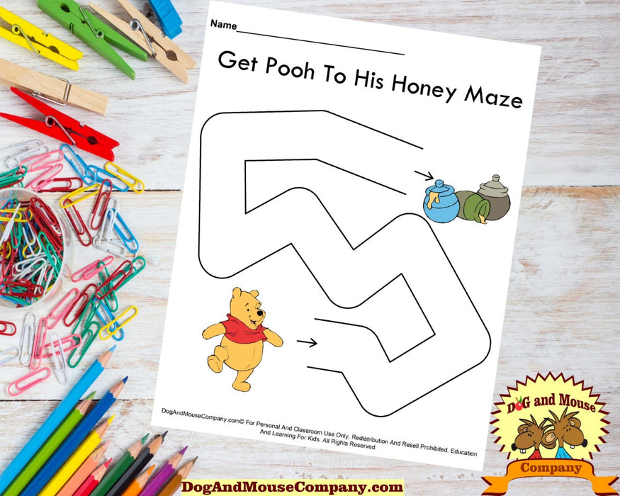 Get Pooh To His Honey Maze. Printable digital download by Dog And Mouse Company