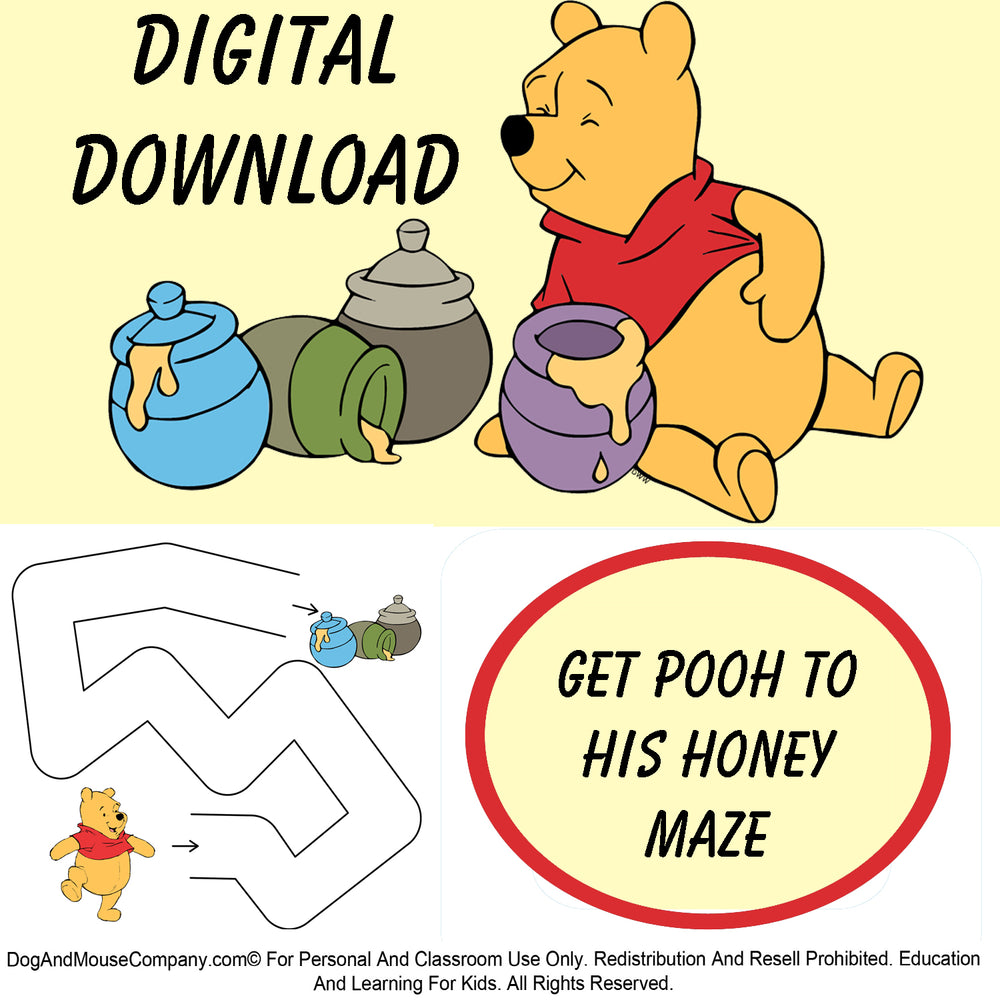 Get Pooh To His Honey Maze. Printable digital download by Dog And Mouse Company