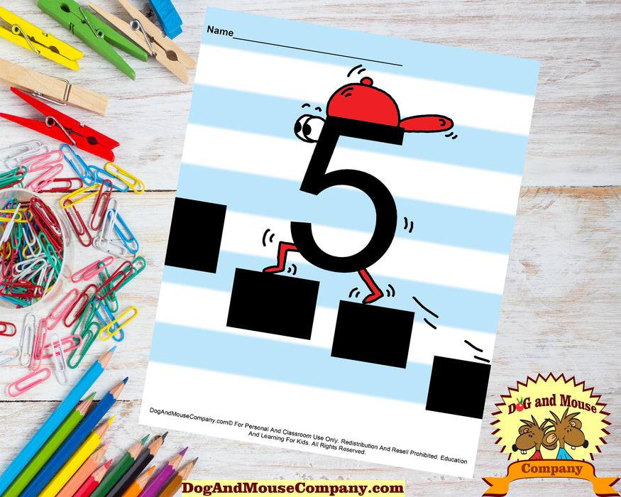 Learn The Number Five Colored Template