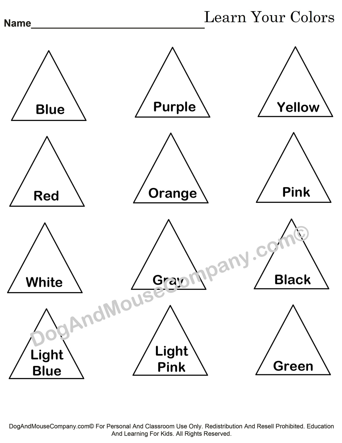 Triangle Colorless Triangle Coloring Pages
