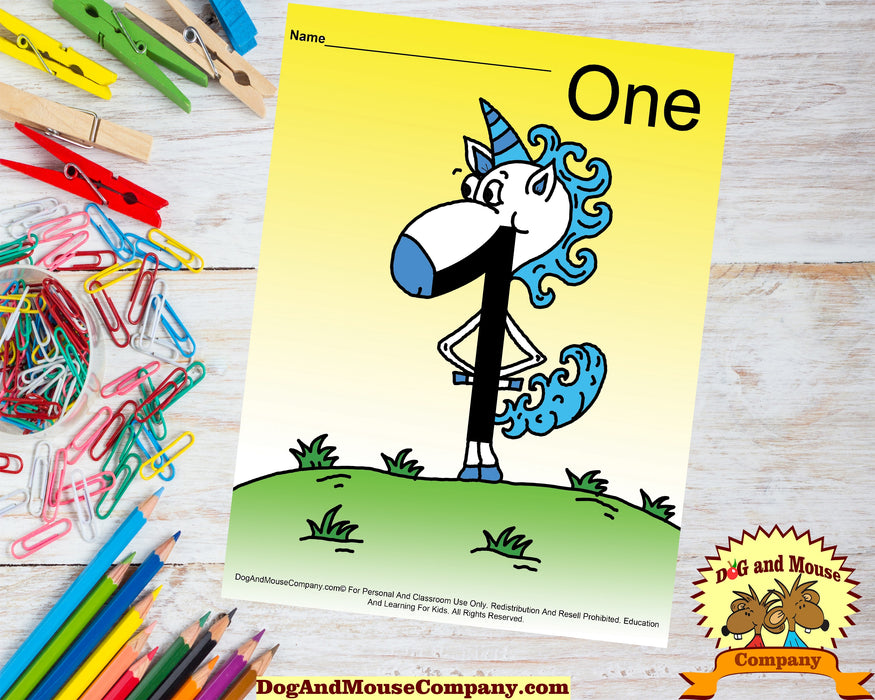 Learn Your Numbers With Unicorns 1 To 10 Preschool Worksheets Bundle by Dog And Mouse Company | dogandmousecompany.com