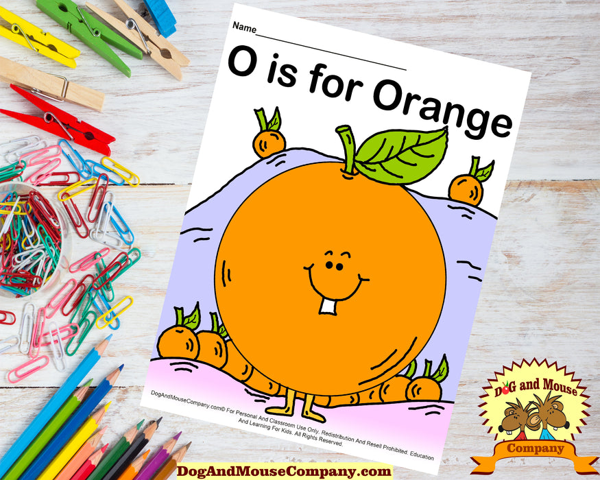 O Is For Orange Colored Template | Learn Your ABC's Worksheet | Printable Digital Download by Dog And Mouse Company