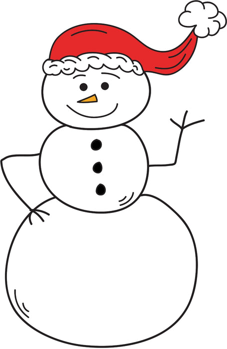 Snowman Wearing A Santa Hat Christmas Coloring Page Printable Digital Download by Dog And Mouse Company